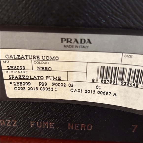 PRADA Spazzolato Fume’ Plain Toe Black Derby Sz.7 main image 13